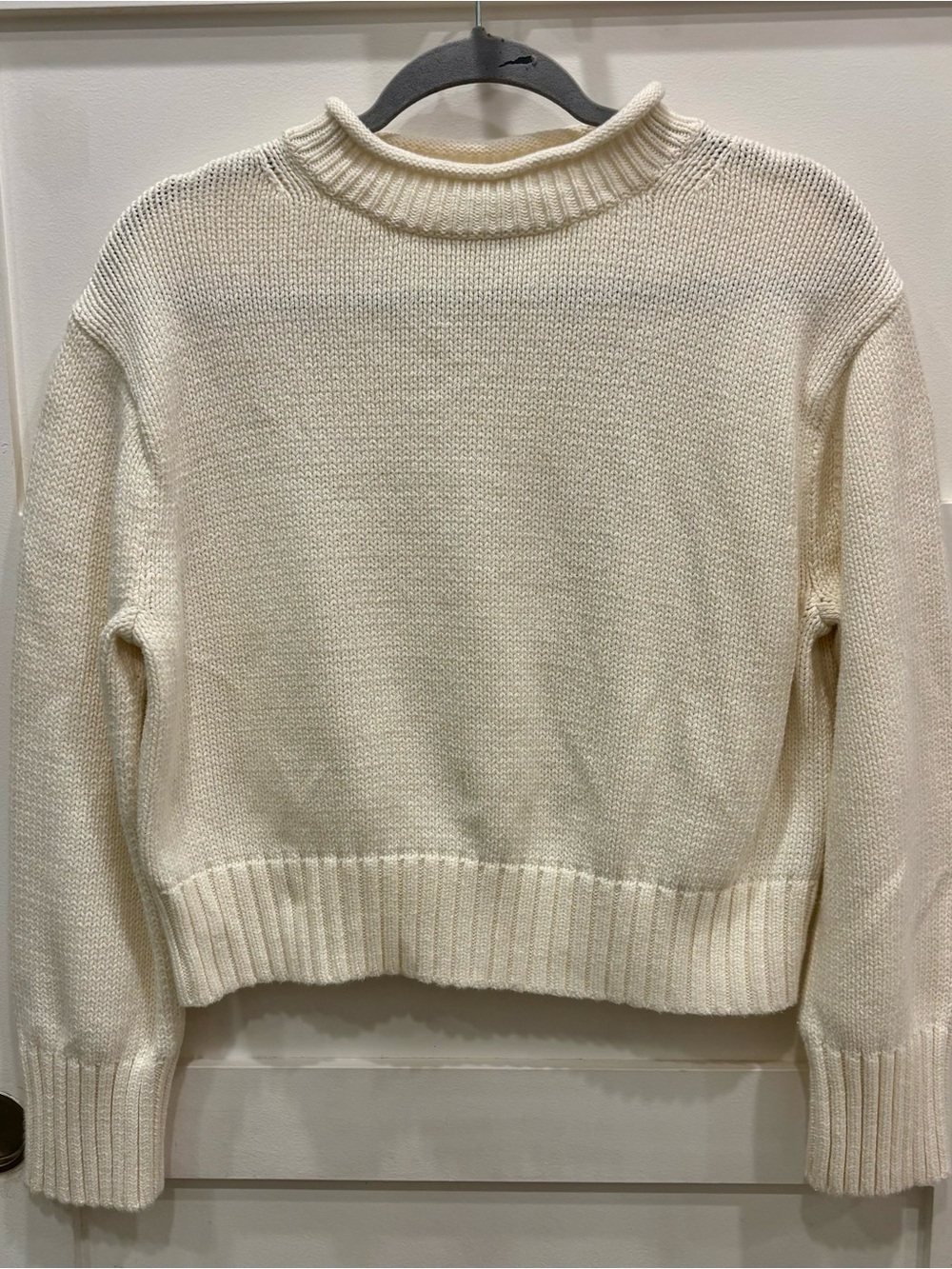 J. Crew Ivory Crewneck Cropped 100% Cotton Sweater Size S